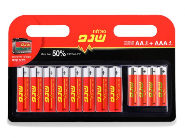 מארז 10 סוללות אלקליין 8 יח 4 + AA יח AAA שנפ