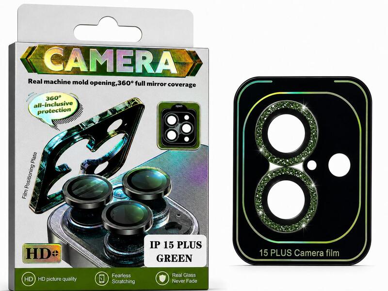 מגן מצלמות נצנץ Iphone 15 Plus Green