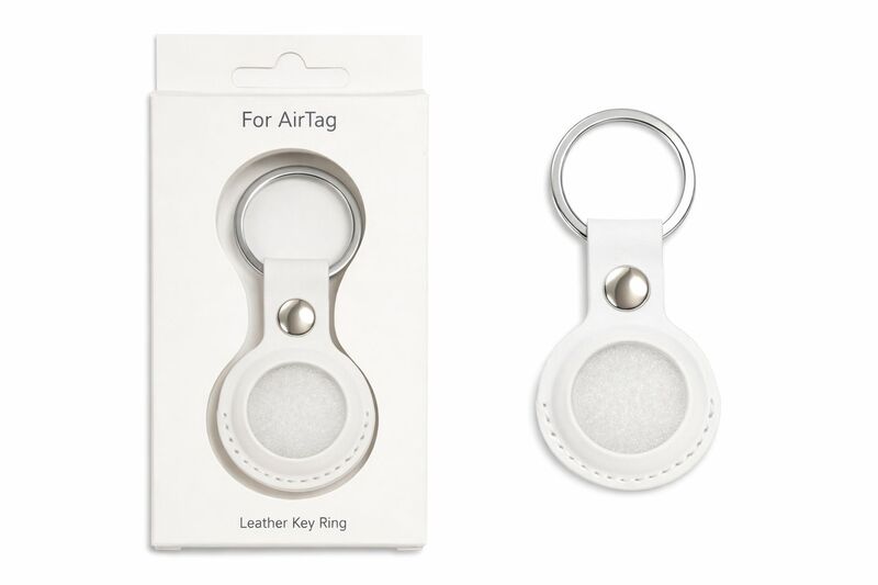 White Leather KeyHolder AirTag