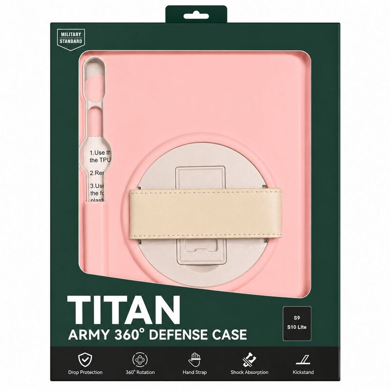 Titan defense case for tab s9, s10lite,s9fe, s10fe, s7, s8 PINK