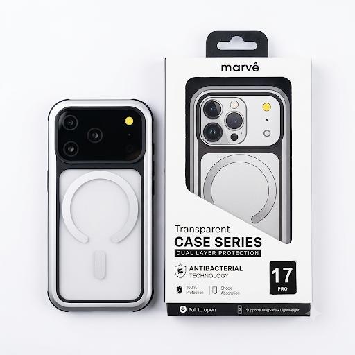 מגן Marve Magsafe שקוף כסוף 17Pro