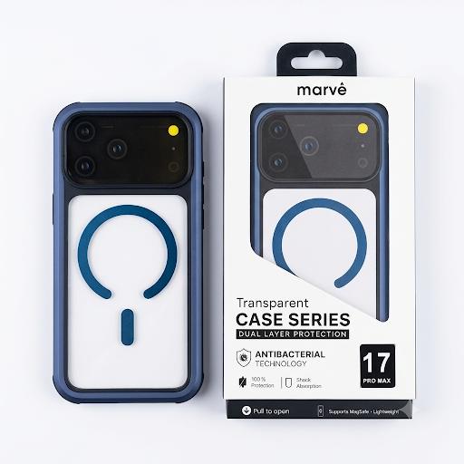 מגן Marve Magsafe שקוף כחול 17PM