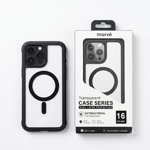 מגן Marve Magsafe שקוף שחור 16PM