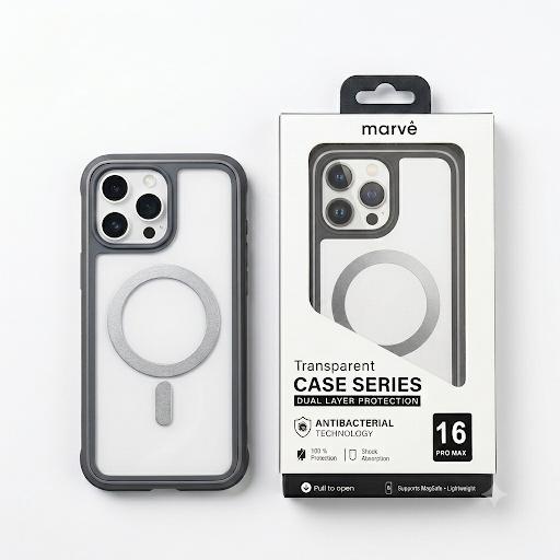 מגן Marve Magsafe שקוף כסוף 16PM