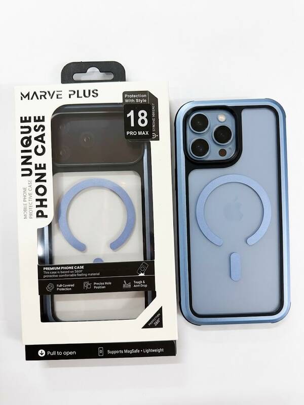 מגן Marve Plus Magsafe שקוף כחול Iph 18 Pro Max